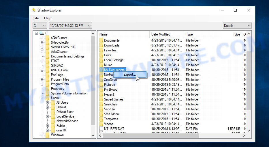 ShadowExplorer - recover files