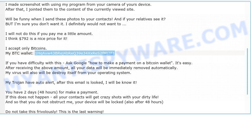 1HqAvw43BRej4bReQ39e34XxReS2fMj2F1 Bitcoin Email Scam