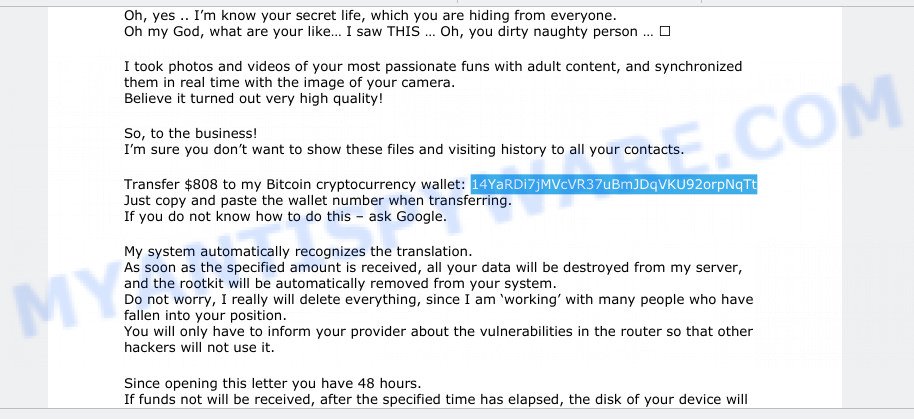 14YaRDi7jMVcVR37uBmJDqVKU92orpNqTt Bitcoin Email Scam