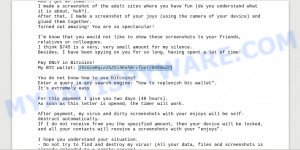 19zmimRqLe2bZXi5EehBrcfnetrNXENwzC Bitcoin Email Scam