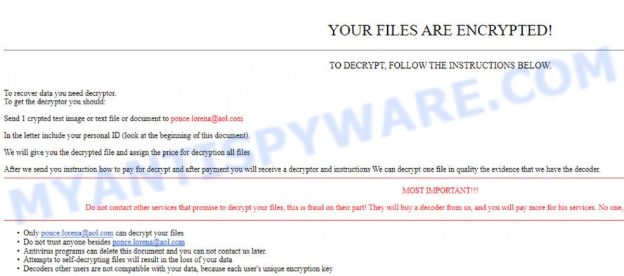 Ponce.lorena@aol.com ransomware