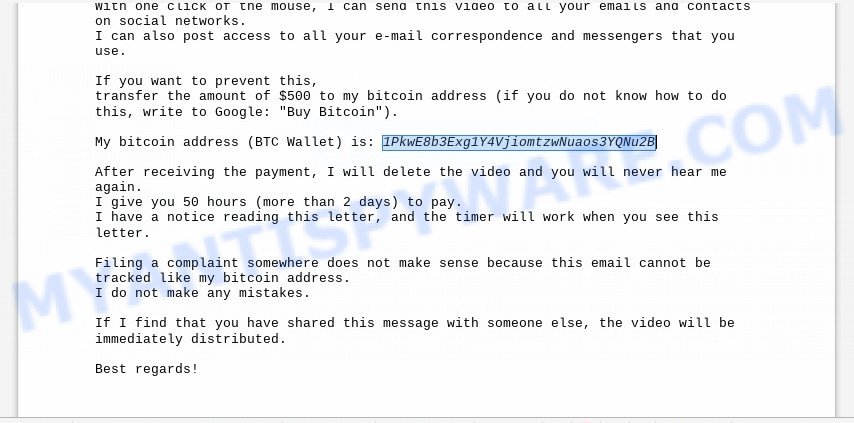 1PkwE8b3Exg1Y4VjiomtzwNuaos3YQNu2B Bitcoin Email Scam