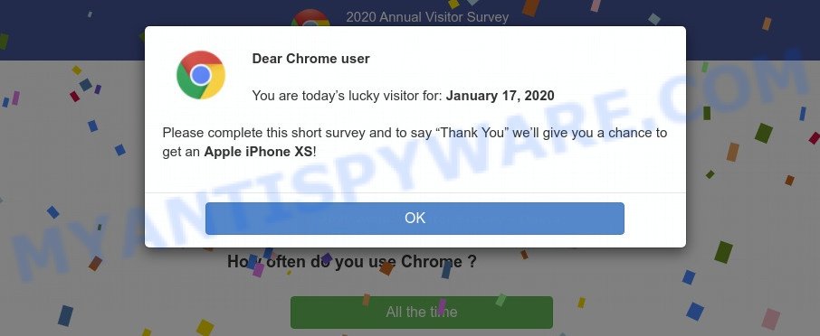 2020 Annual Visitor Survey Scam pop-up