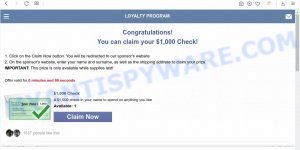 Congratulations! You can claim your $1,000 Check! POP-UP SCAM