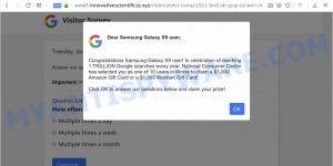 Dear Samsung Galaxy user pop-up scam
