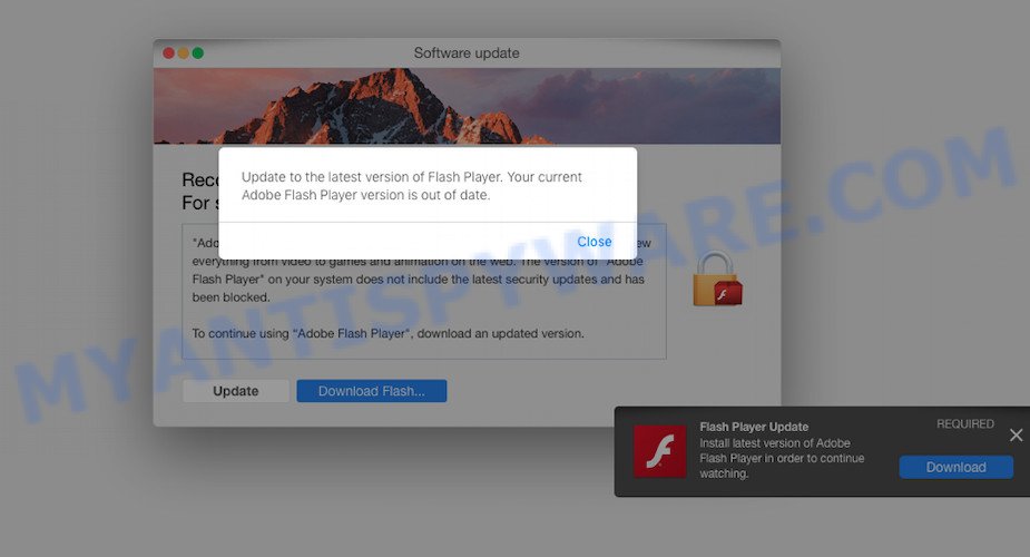 Shlayer Trojan - Fake Flash Player Update pop-up