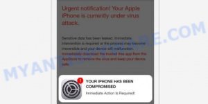 YOUR IPHONE HAS BEEN COMPROMISED pop-up
