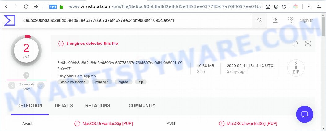 Easy Mac Care detections