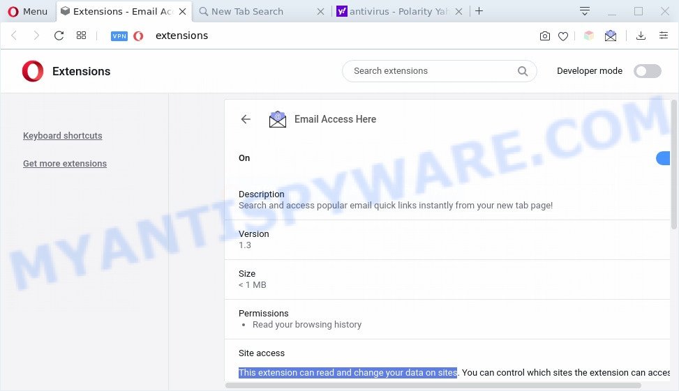 Email Access Here extension
