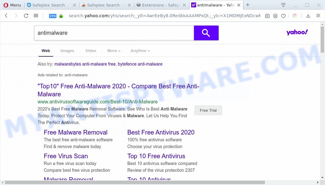 Safeplex Search redirects to yahoo