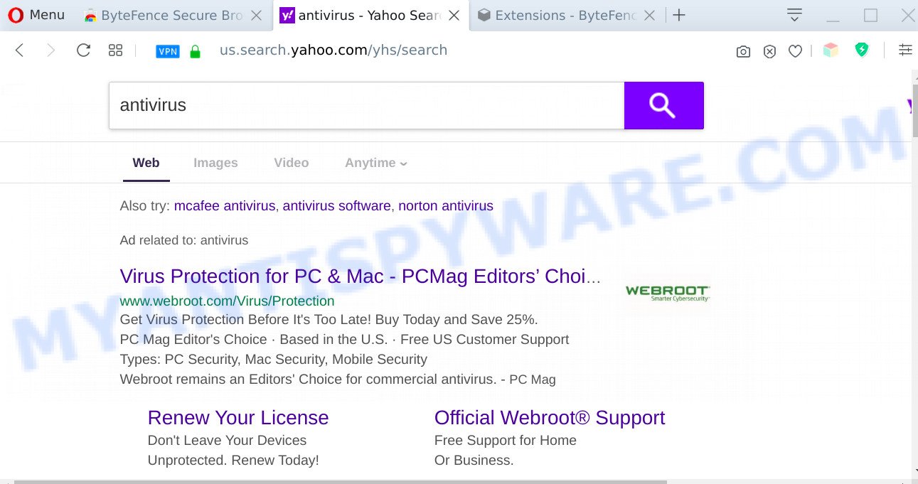 ByteFence Secure Browsing ads