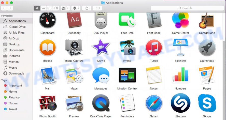 Finder applications list