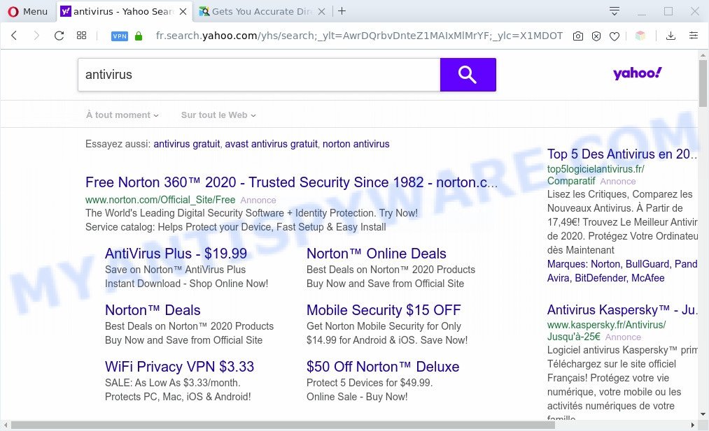 Search For Directions redirects to Yahoo