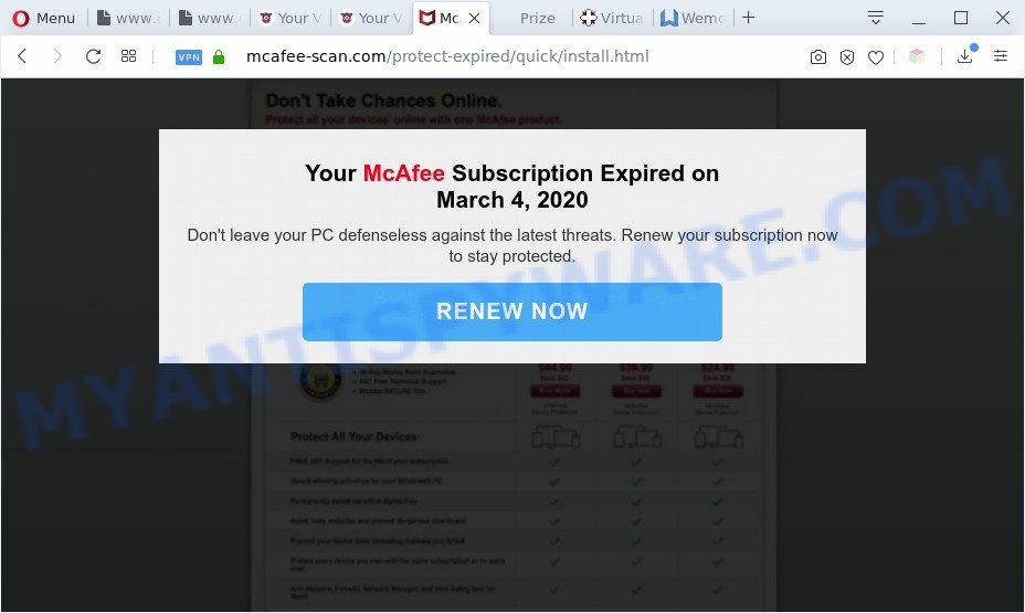 Thebestoffersintheweb.com - Your McAfee Subscription Expired