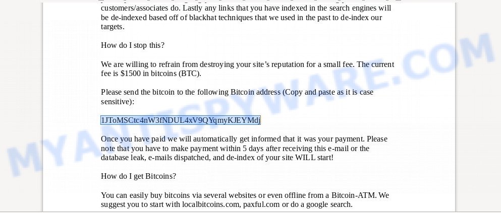 1JToMSCtc4nW3fNDUL4xV9QYqmyKJEYMdj Bitcoin Email Scam