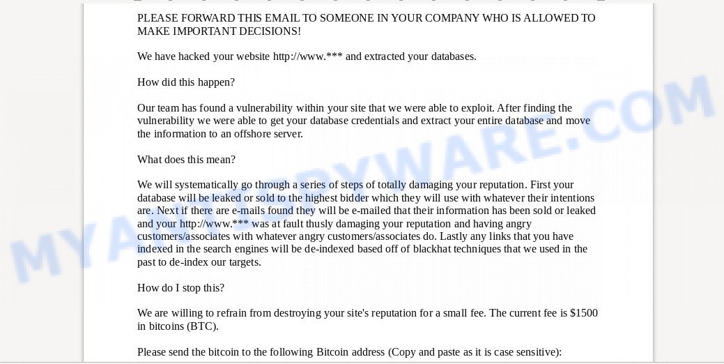PLEASE FORWARD THIS EMAIL TO SOMEONE IN YOUR COMPANY