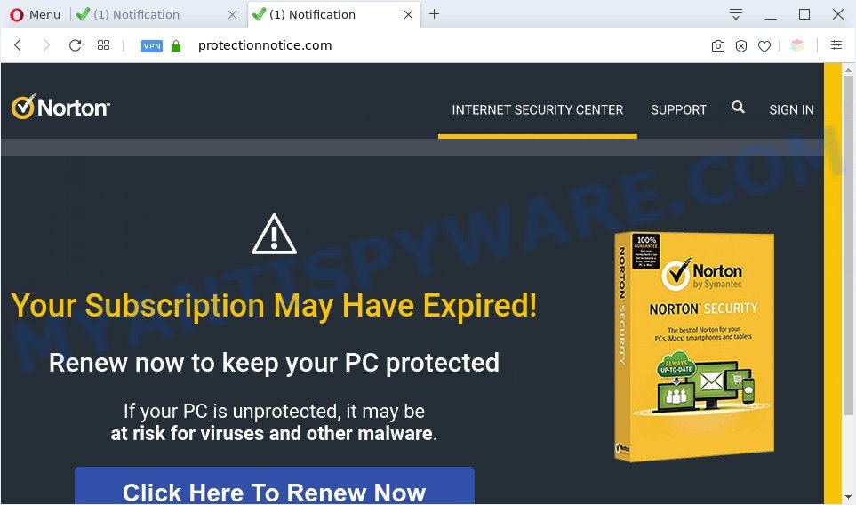 Protectionnotice.com fake warning
