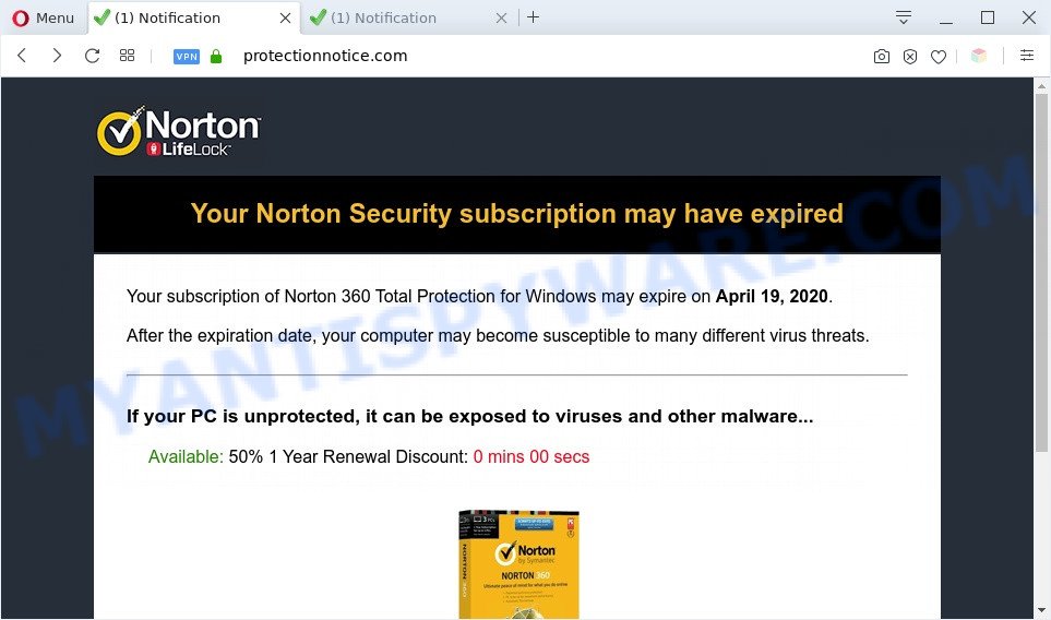 Protectionnotice.com popup