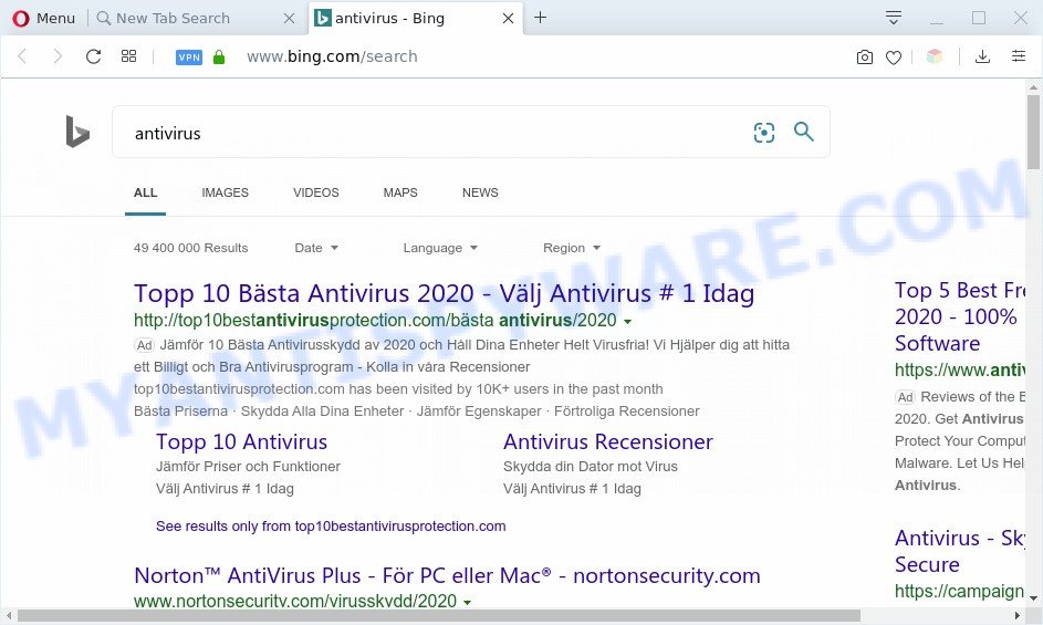 Shipment Trackers redirects to Bing