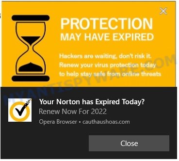 Your Norton Has Expired Today pop-up scam