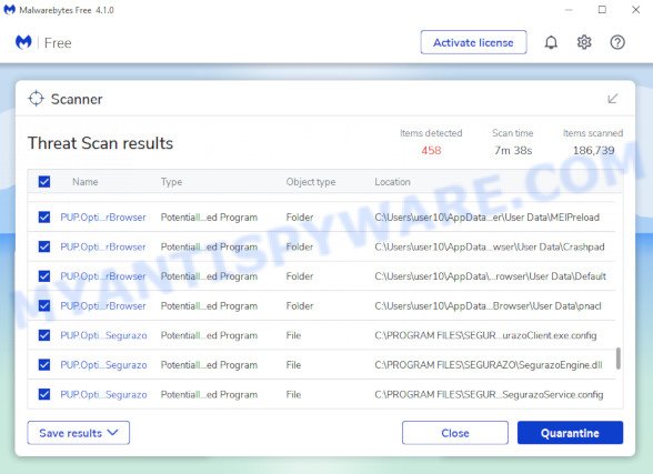 MalwareBytes AntiMalware for MS Windows, scan for adware is finished