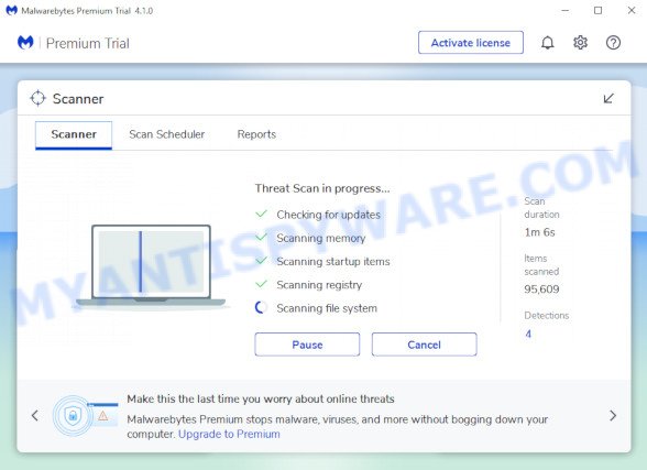MalwareBytes Free for MS Windows search for AdBlock Protect adware
