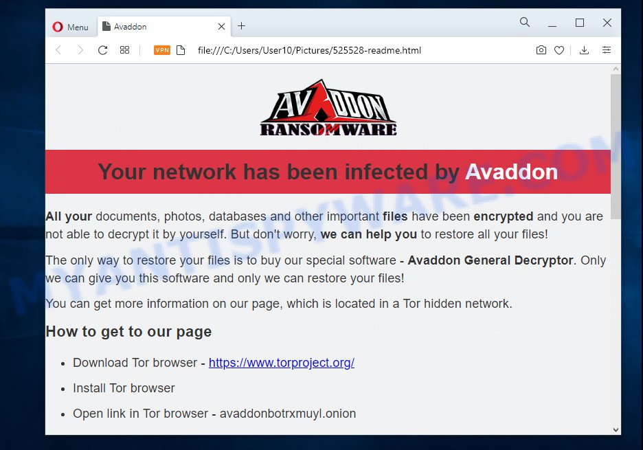 Avaddon ransomnote