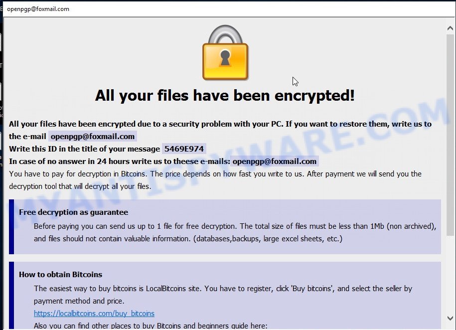 PGP ransomware popup window