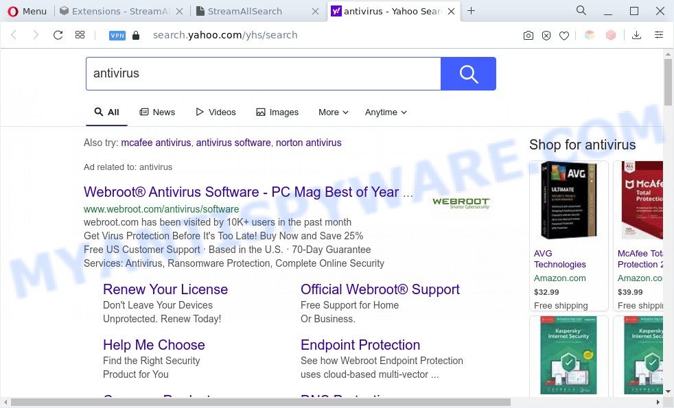 StreamAllSearch ads