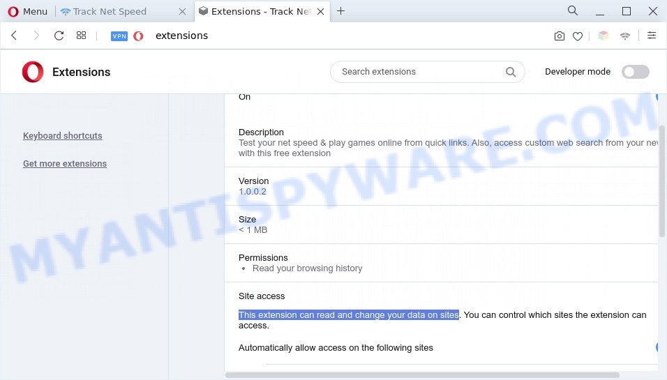 Track Net Speed extension