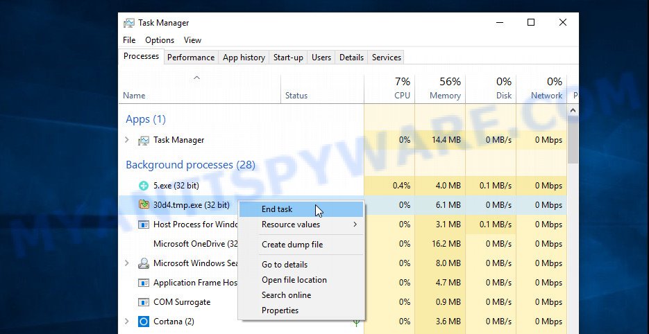 Vawe ransomware removal step 1