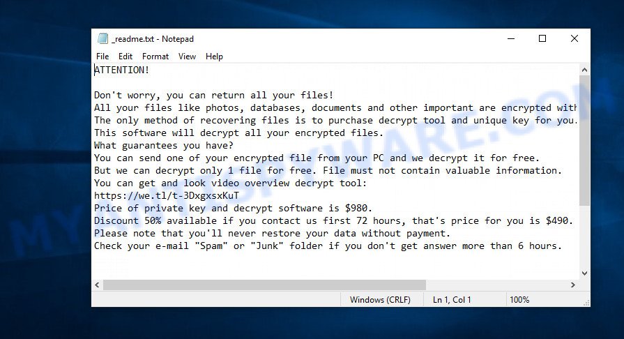 ransom demand message