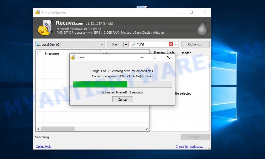 Recuva scanning drive