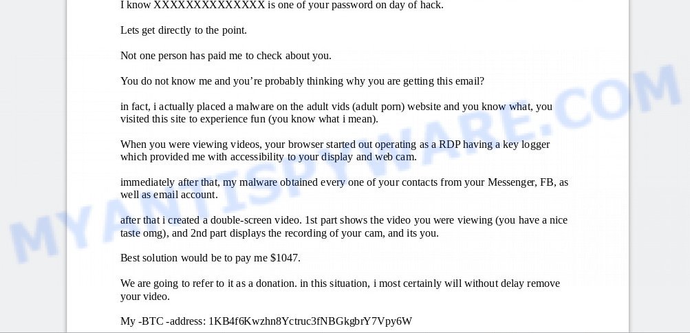 I know is one of your password on day of hack SCAM