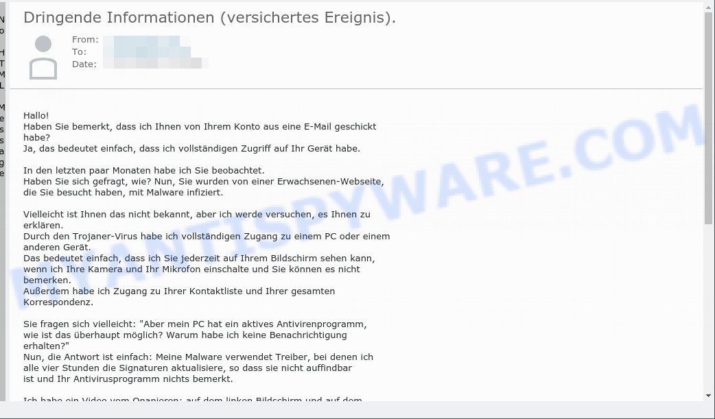 Dringende Informationen versichertes Ereignis