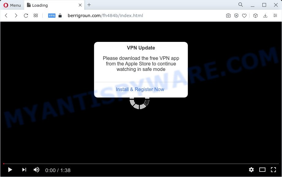 VPN Update popup scam