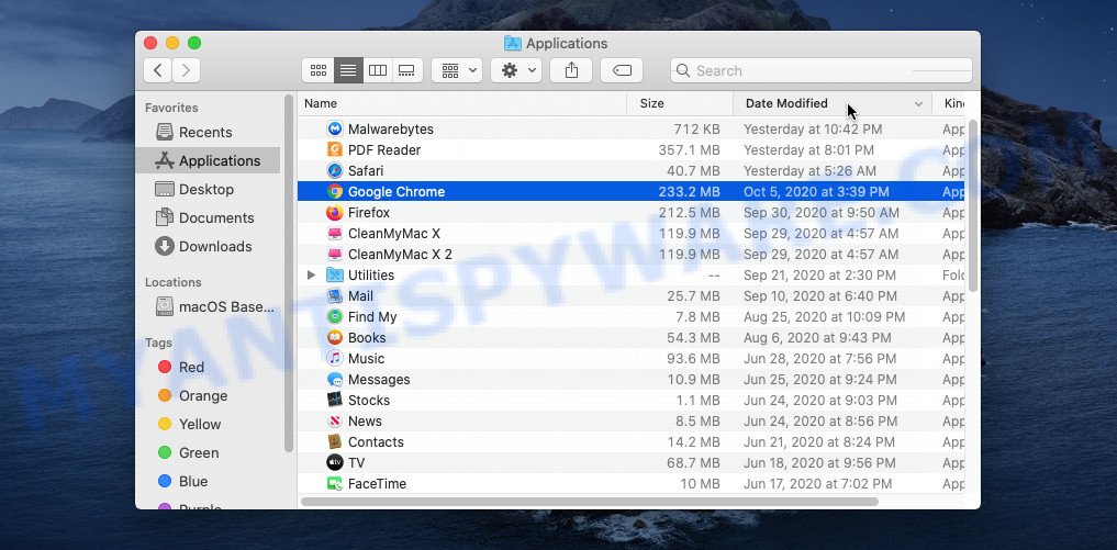 finder list apps