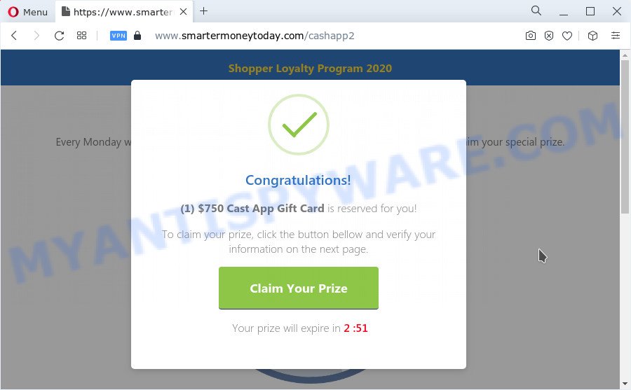 Congratulations Cash App shopper pop-up