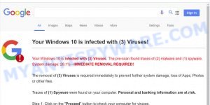 Your Windows 10 is infected with (3) Viruses!