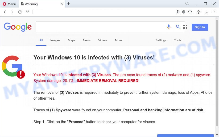 Your Windows 10 is infected with (3) Viruses!