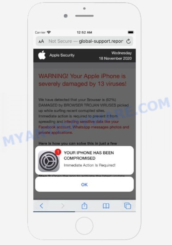 Your Apple iPhone is severely damaged Scam