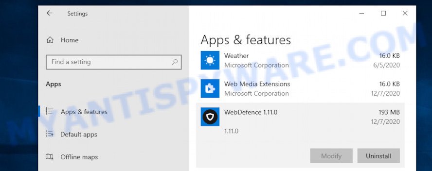 WebDefence uninstall