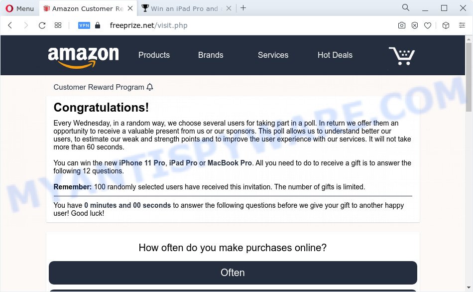 $500 Amazon Gift Card pop-up scam