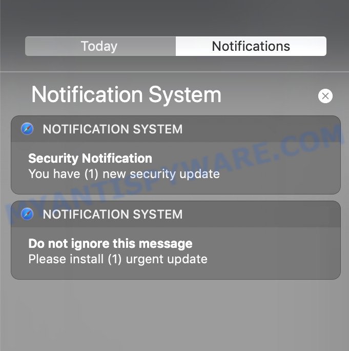 SYSTEM NOTIFICATION pop-up scam