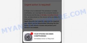 Urgent action is required A Trojan virus is detected