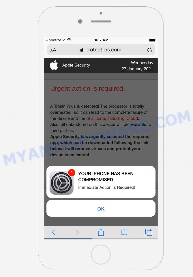 new YOUR IPHONE HAS BEEN COMPROMISED scam