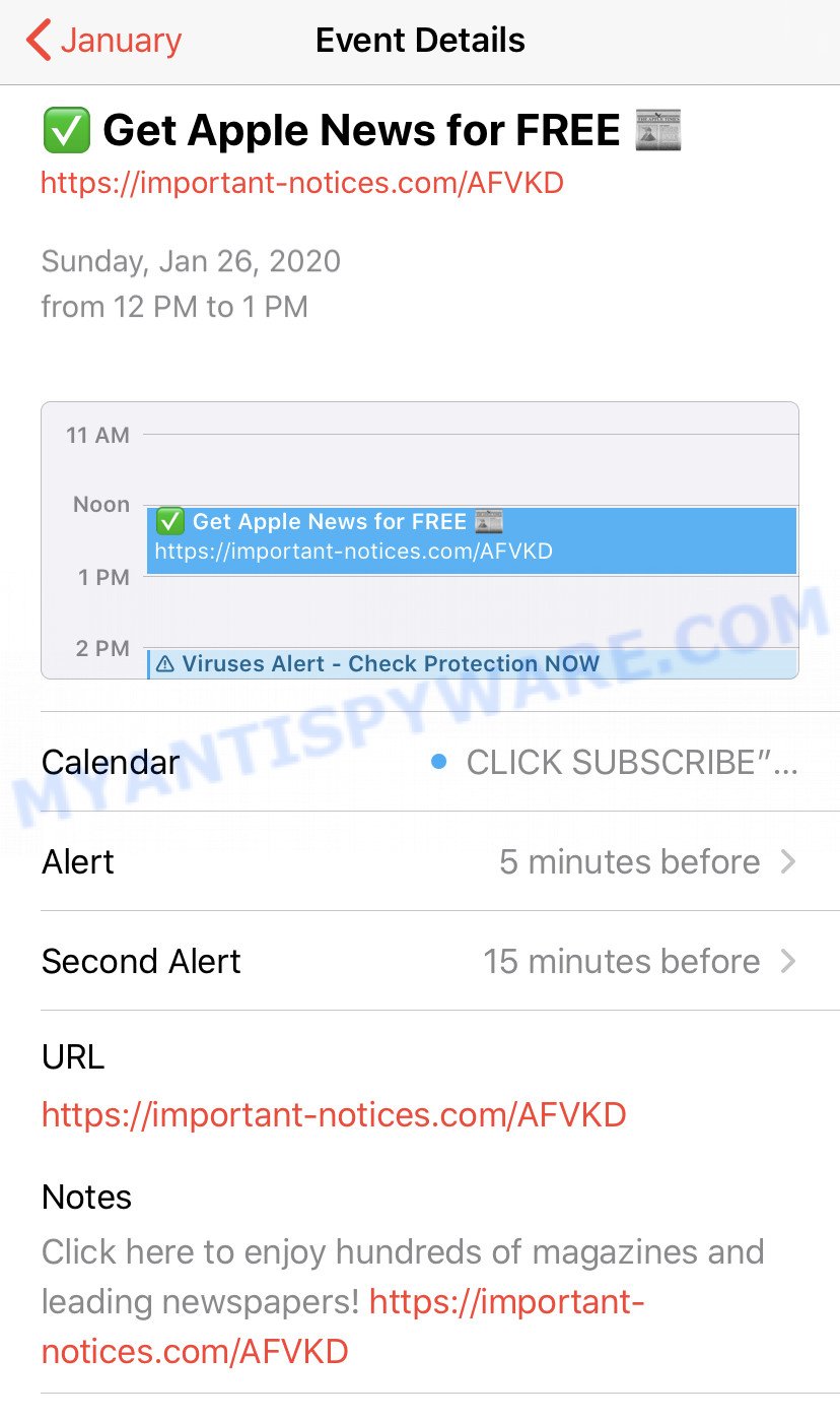 Iphone Calendar - spam event
