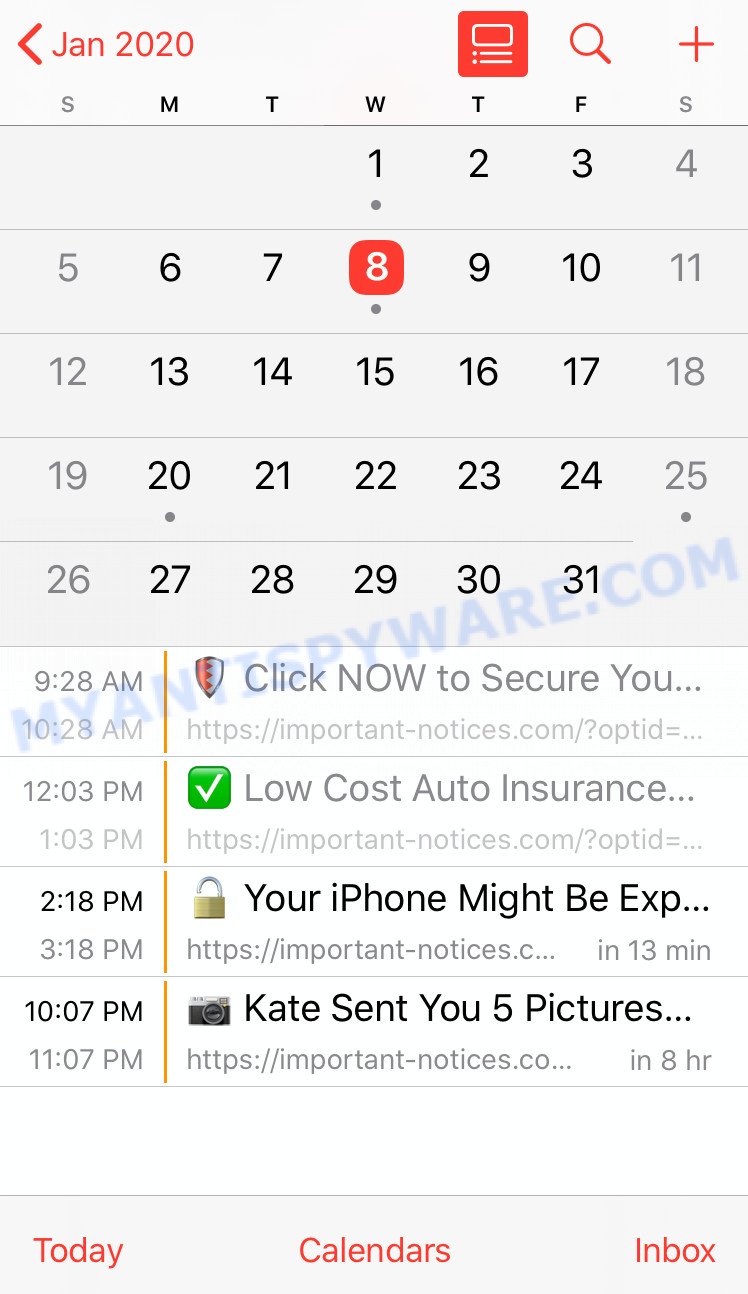 Iphone Calendar spam - example 1