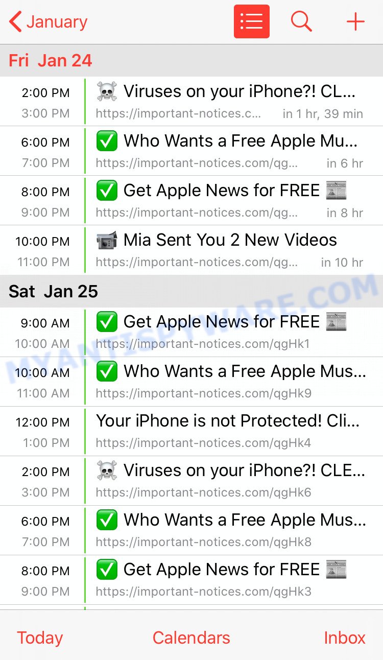 Iphone Calendar spam - example 2