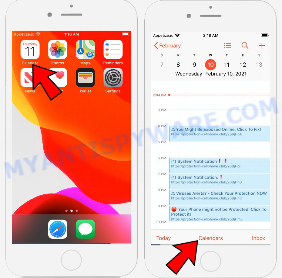 Iphone Calendar virus removal 1